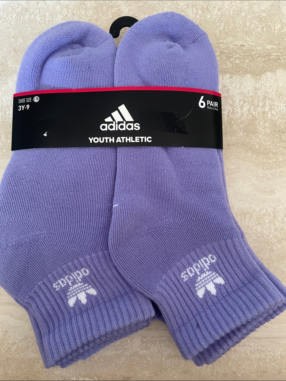 adidas Youth Athletic Lavender Crew Socks - 6 Pack